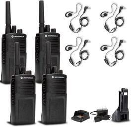 Motorola Solutions - 4 x Motorola RMV2080 On-Site 2-Way Radio + 4 x Motorola HKLN4604 Earpiece + More - Black