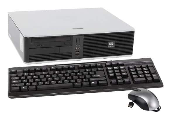 Front. HP - Refurbished Desktop - Intel Core2 Duo - 2GB Memory - 160GB Hard Drive - Gray/Black.