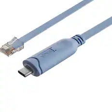 Front. Sanoxy - 6ft Cisco Console Cable USB-C to RJ45 8P8C Flat Serial Console Cable, Blue - Blue.