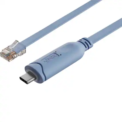 Front. Sanoxy - 6ft Cisco Console Cable USB-C to RJ45 8P8C Flat Serial Console Cable, Blue - Blue.