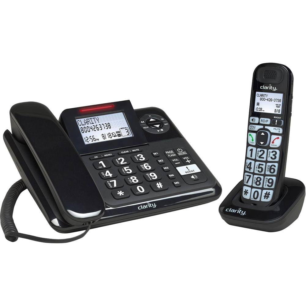Angle View: Clarity - 53727.000 Expandable Cordless Phone System with Digital Answering System