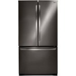 Front. LG - 25.4 Cu. Ft. French Door Refrigerator - Black/stainless steel.
