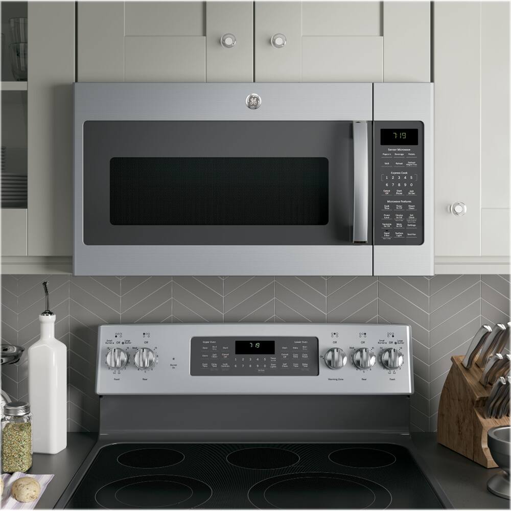 Alt View 12. GE - 1.9 Cu. Ft. Over-the-Range Microwave - Stainless Steel.