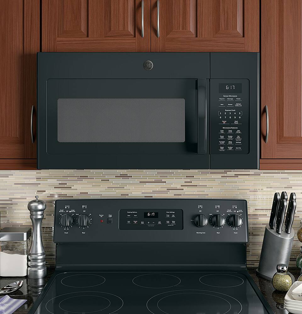 Alt View 12. GE - 1.7 Cu. Ft. Over-the-Range Microwave with Sensor Cooking - Black.