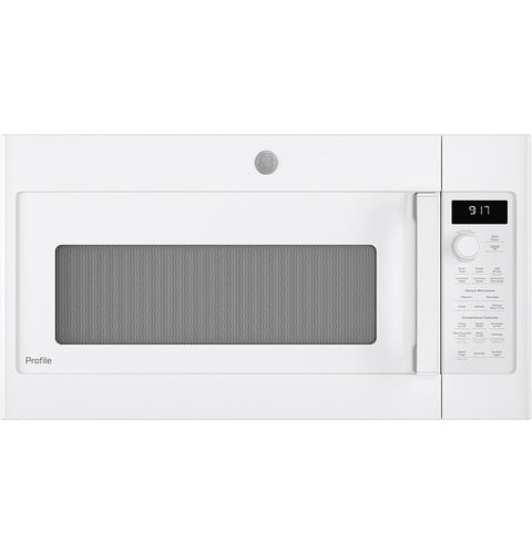 GE - Profile™ Series 1.7 cu. ft. Convection Over-the-Range Microwave - White - Larger Front