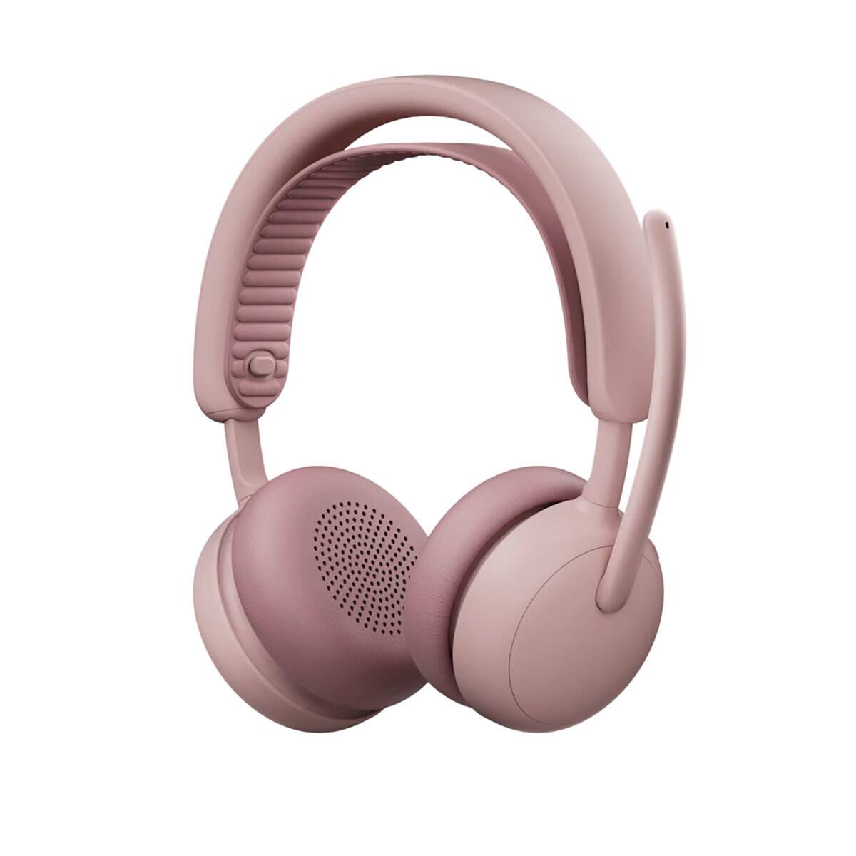 Front. Logitech - Logitech Zone Wireless 2 ES Active Noise Cancelling Closed-Back On-Ear Stereo Headset with USB-C Receiver for Business, - Rose.