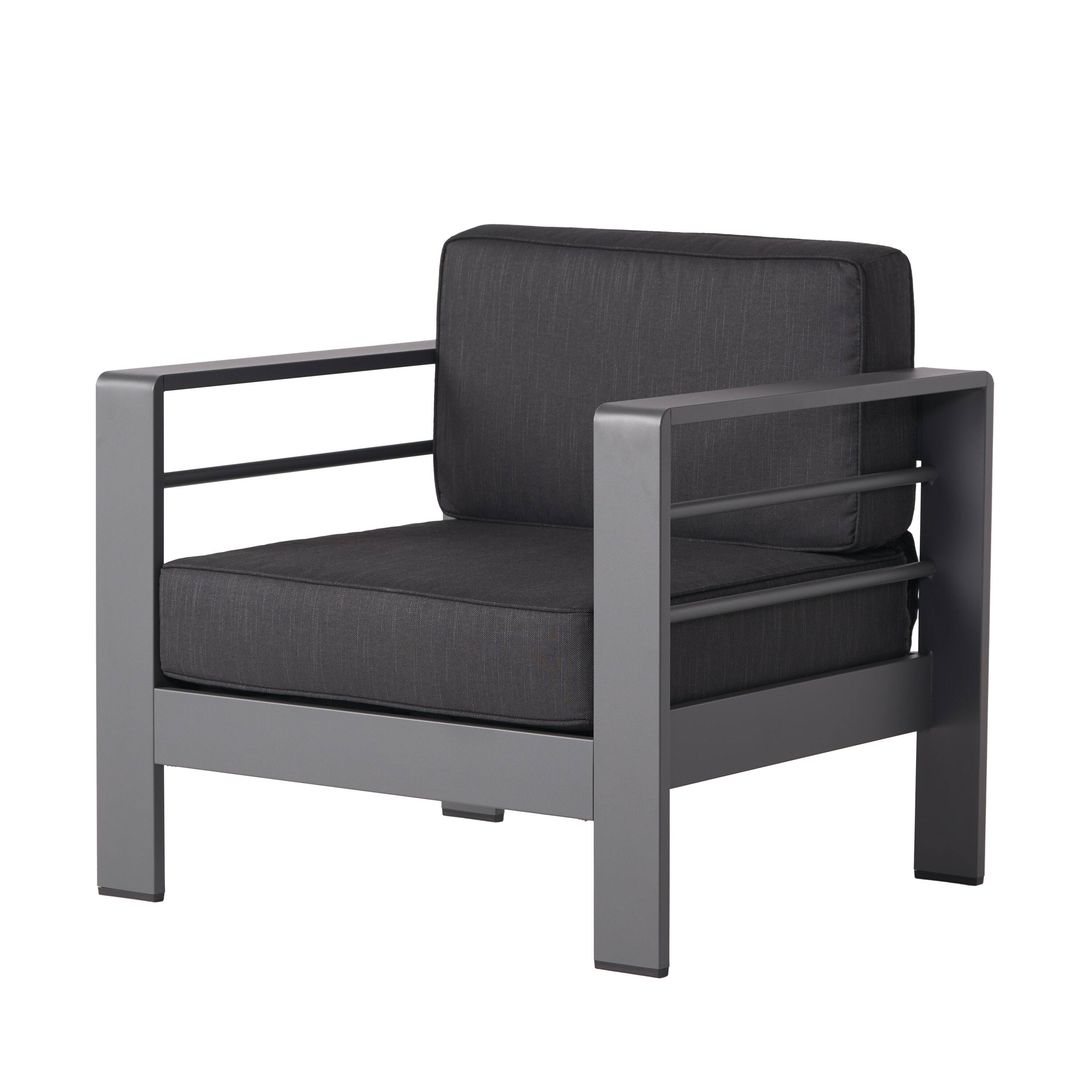 Alt View 4. Mondawe - 4 Piece Outdoor Patio Aluminum Chat Set - Gray.