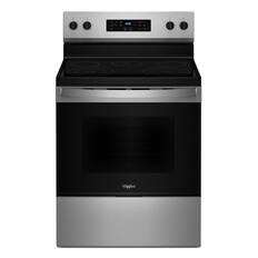 Front. Whirlpool - 30 in. Wide 5 elements 5.3 cu. ft. Freestanding Electric Range with Cooktop Flexibility - Stainless Steel.