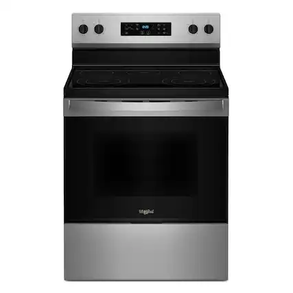 Front. Whirlpool - Whirlpool - 5.3 Cu. Ft. Freestanding Electric Range with Cooktop Flexibility - Stainless Steel - Stainless Steel.
