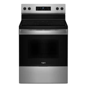 Whirlpool - 30 in. Wide 5 elements 5.3 cu. ft. Freestanding Electric Range with Cooktop Flexibility - Stainless Steel