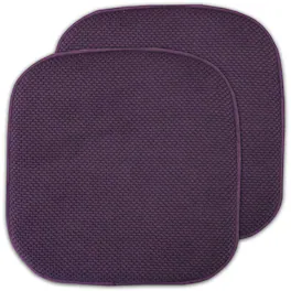 Sweet Home Collection - Honeycomb Memory Foam No Slip Back 16" x 16" Chair Pad Cushion, 2-Pack - Eggplant