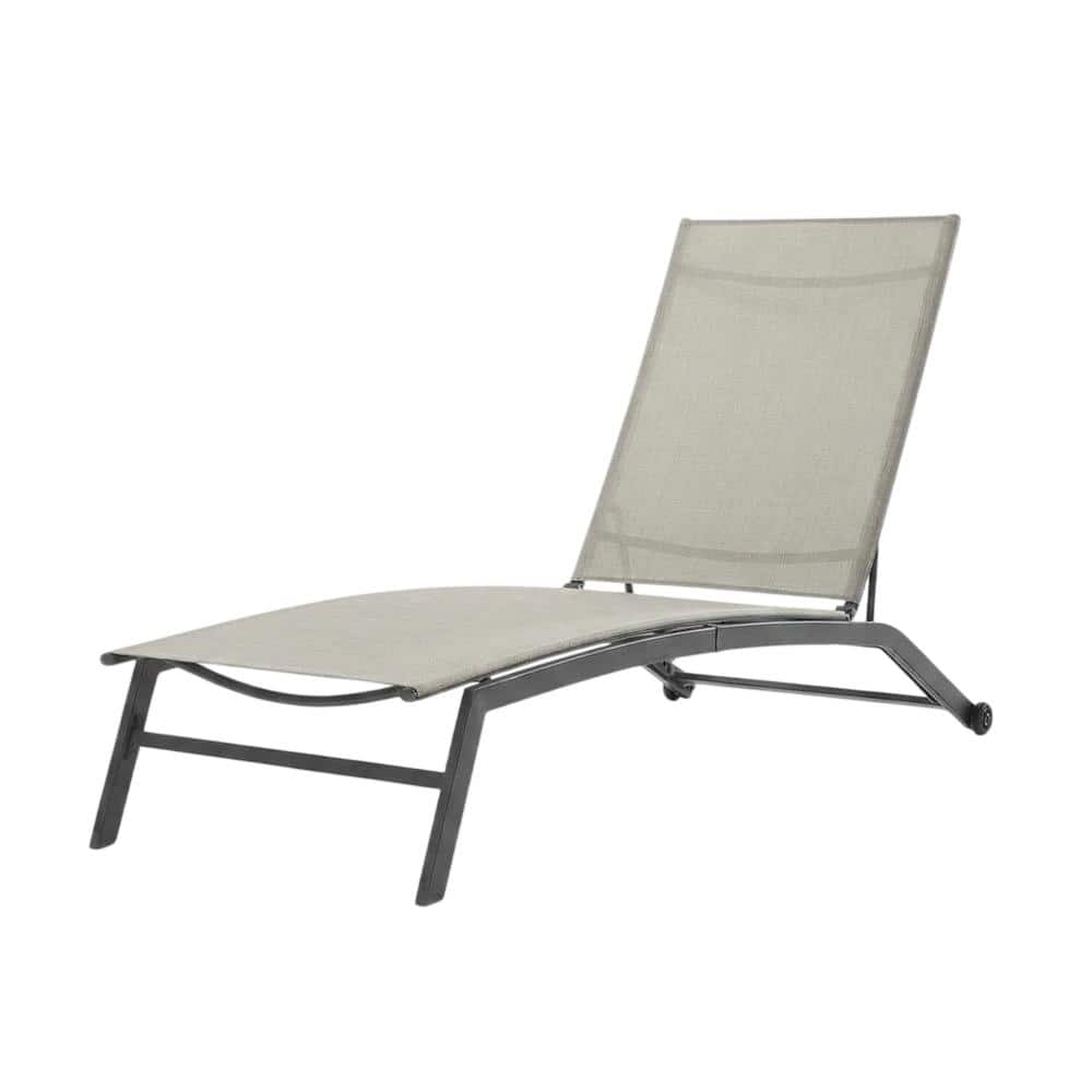 Outdoor Escape - Black Steel Outdoor Lounge Chairs Set of 2 with Reclining Mesh and Wheels - Light Gray price history on PriceWatchPro