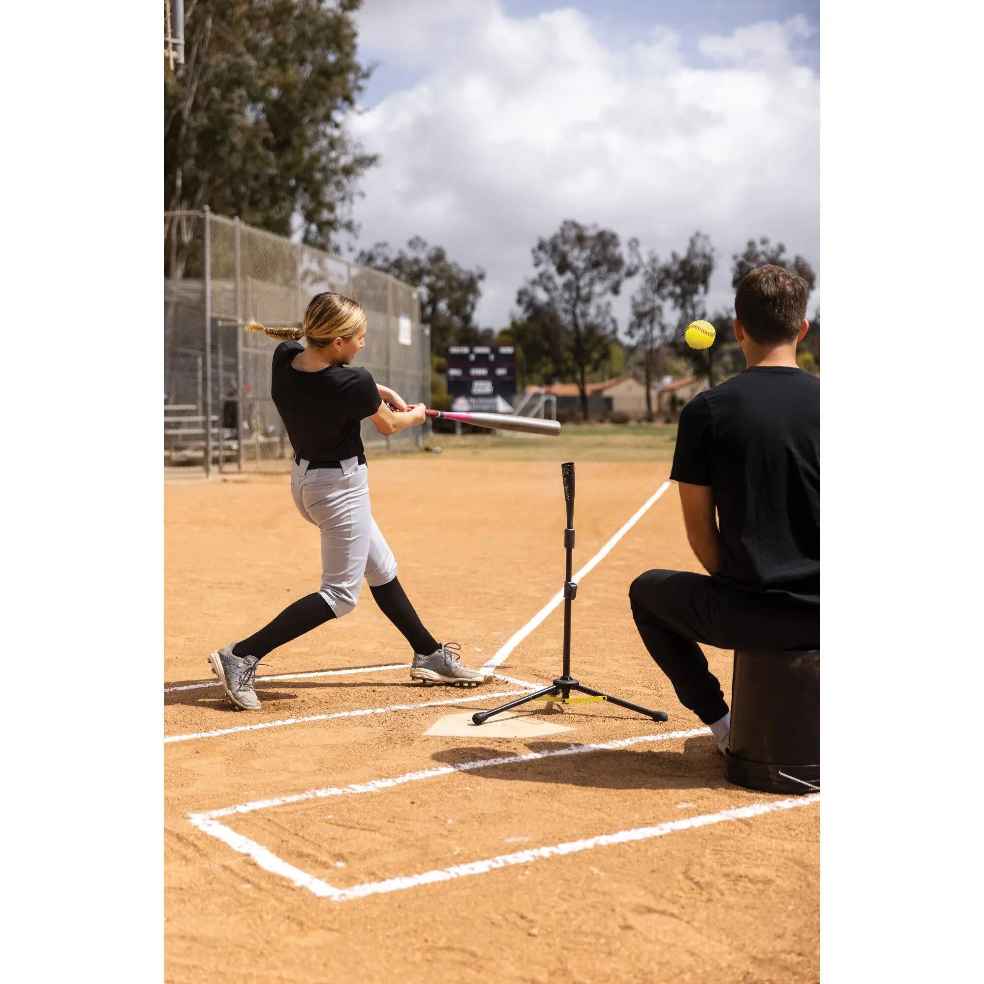 Alt View 3. SKLZ - SKLZ Baseball/Softball Elite Travel Tee - Black/Yellow - Black/Yellow.