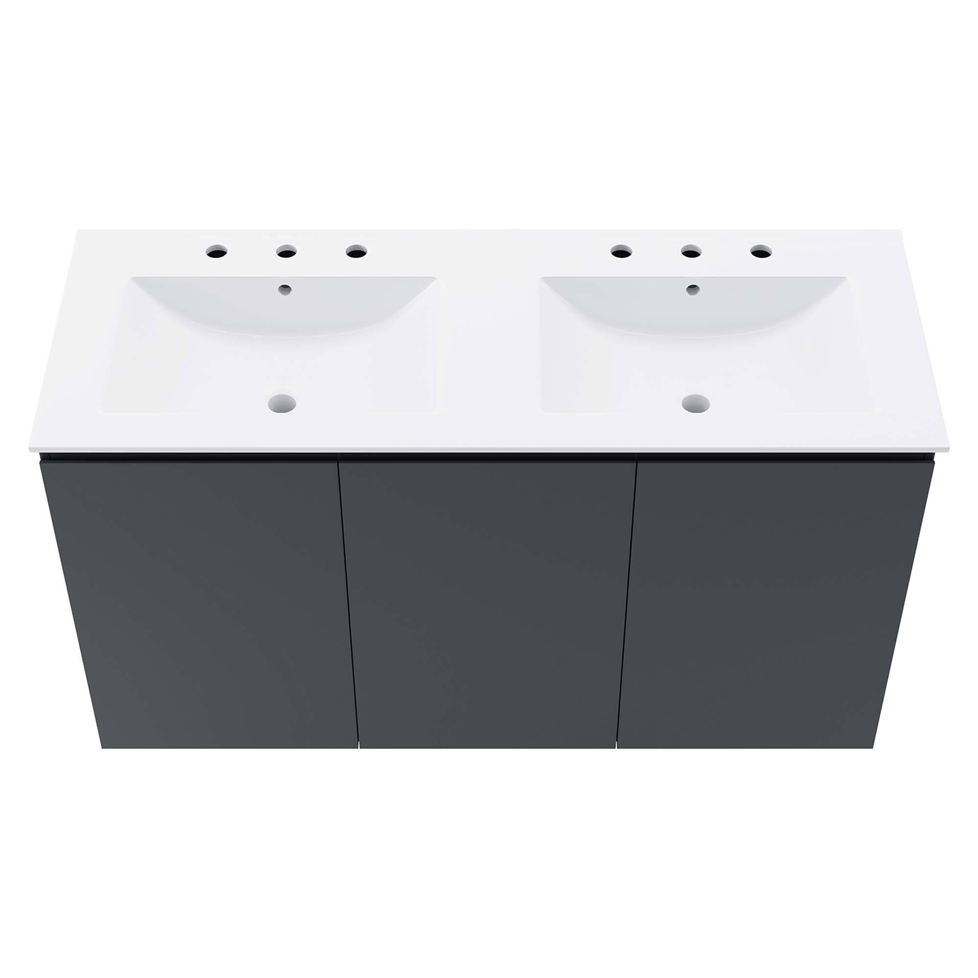 Alt View 4. Modway - Bryn Wall-Mount Bathroom Vanity Basin Included - Gray White.