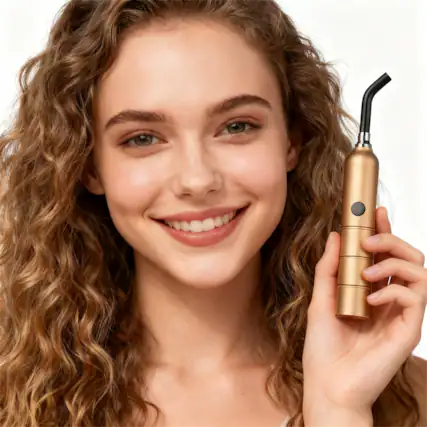 Front. Morfone - Portable red light therapy device for treating cold sores, rhinitis, oral ulcers and muscle pain. - Black.