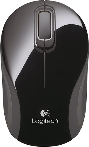 Logitech - Mini Wireless Optical Mouse - Black - Larger Front
