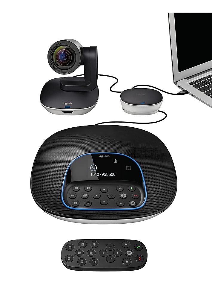 Alt View 11. Logitech - GROUP Videoconferencing System for Mid to Large-sized Meeting Rooms - Black.