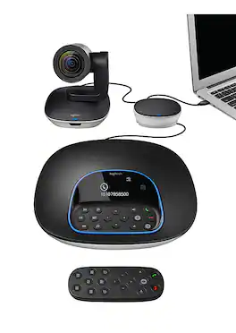 Logitech - GROUP Videoconferencing System for Mid to Large-sized Meeting Rooms - Black