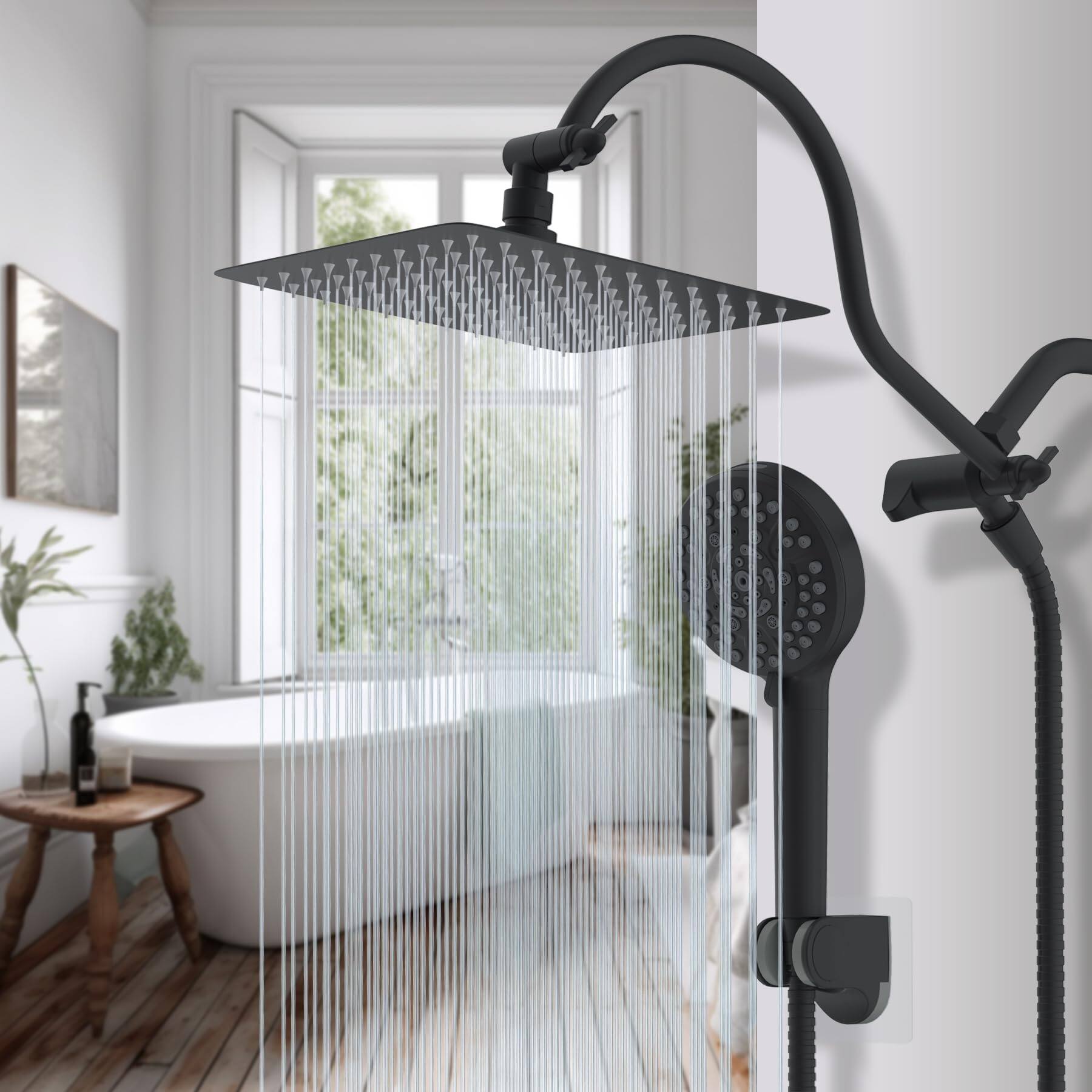 Alt View 9. Paradigms Interiors - All Metal High Rainfall Shower Head handheld Showerhead Combo 12 Adjustable Curved Extension Arm 10 spray 7... - Oil Rubbed Bronze-Square 10''.