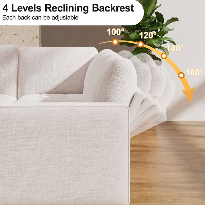 4 Levels Reclining Backrest  
Each back can be adjustable  
100° 120° 140° 160°