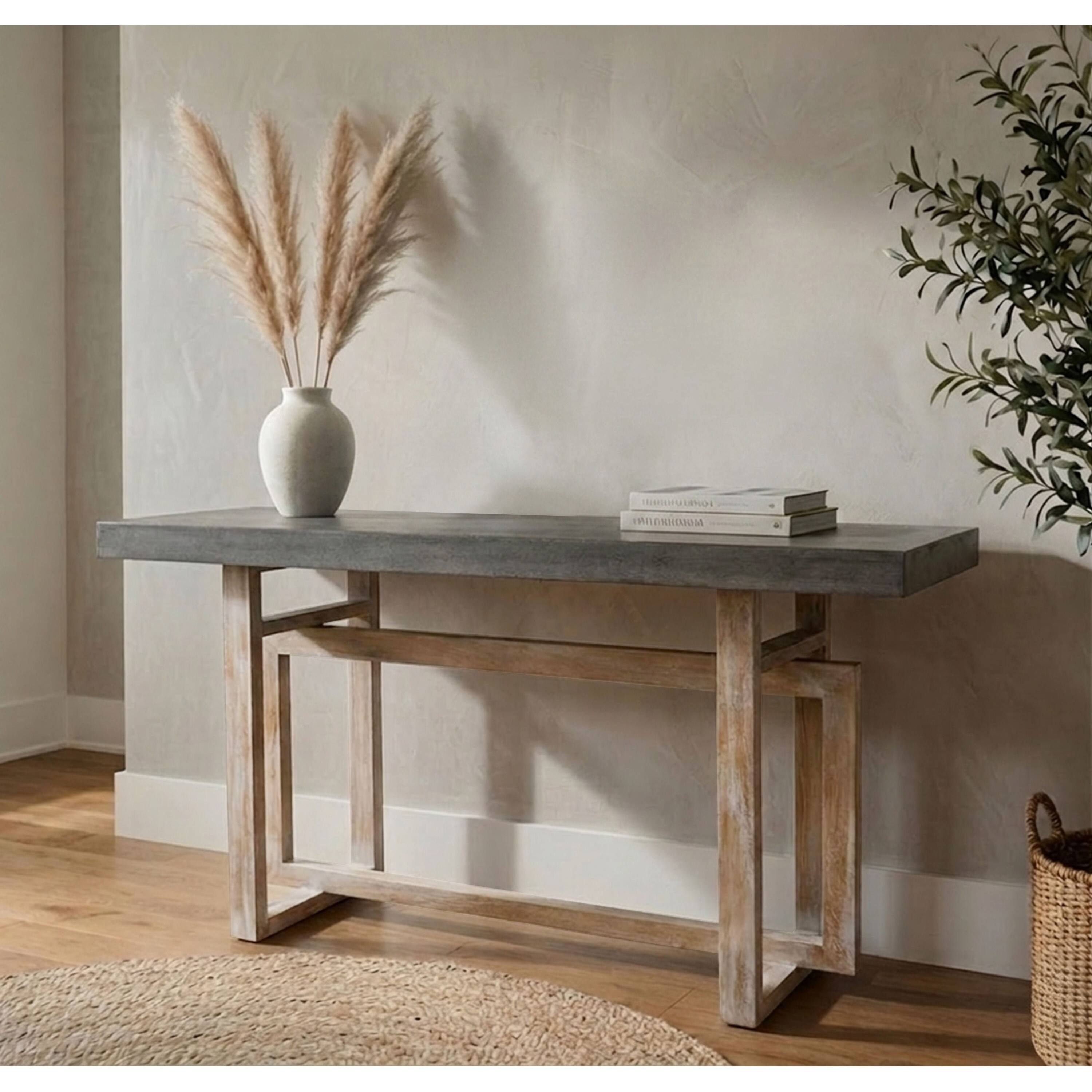Alt View 9. Manhattan Lane - 59 Inch Artisan Sideboard Console Table with Geometric Interlocked Base - Gray.