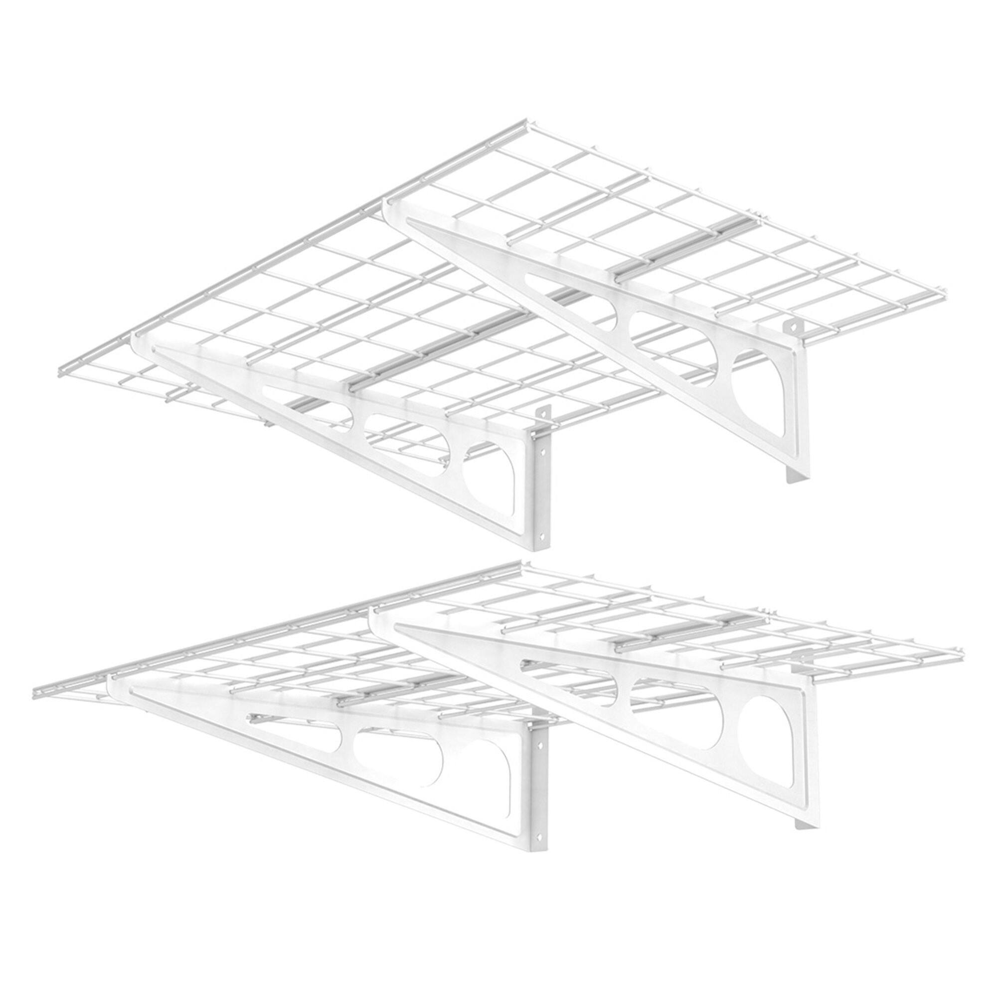 Fleximounts - 24 in. x 48 in. Steel Garage Wall Shelf with Brackets - White