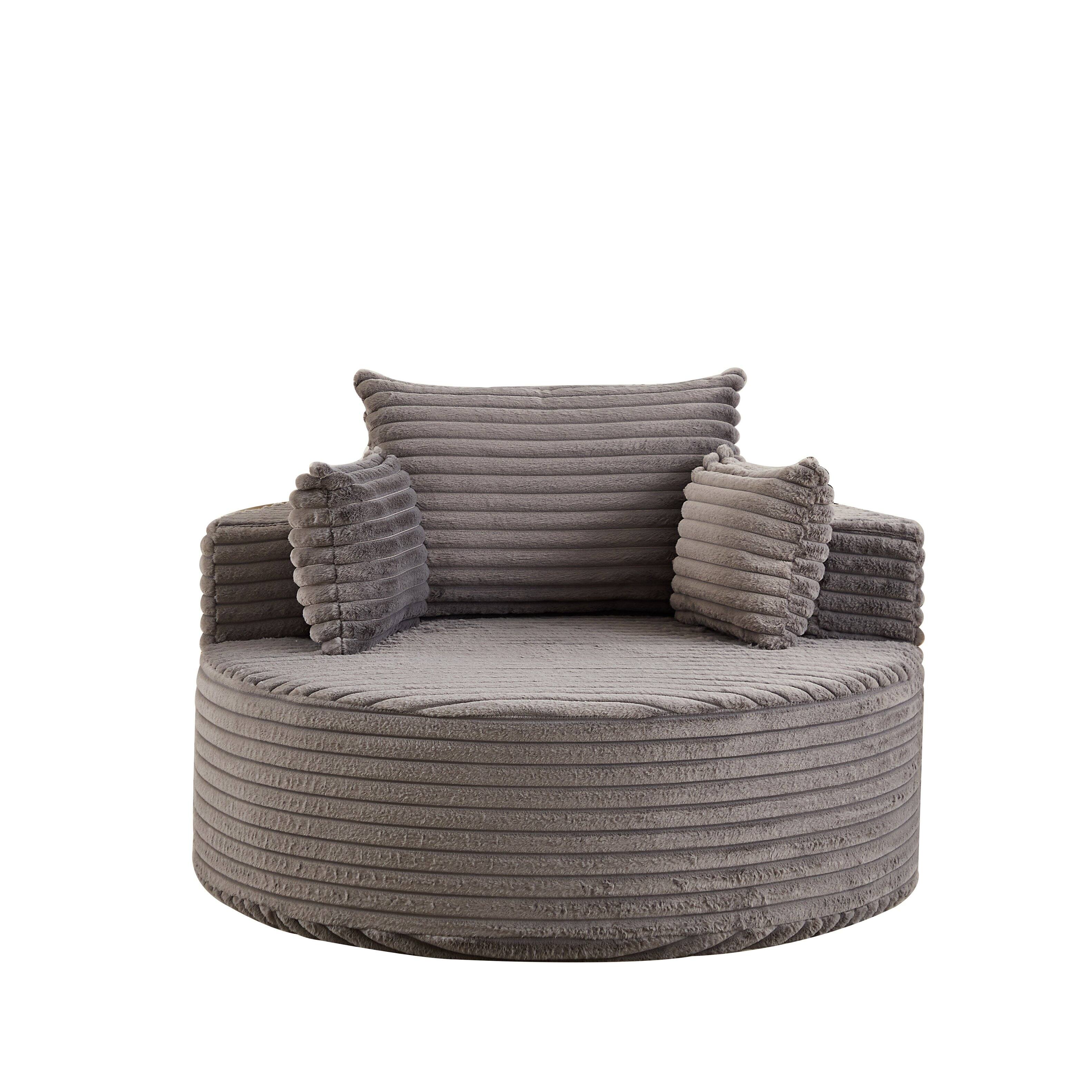Angle. COWLOWN - 50 Inch Fluffy Corduroy Sleeper Chair Modern Sofa Bed No Assembly Needed for Multi-Room Use Grey - Grey.