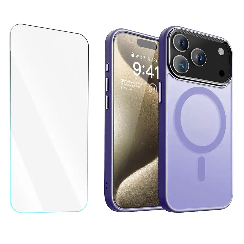Entronix - iPhone 17 Pro Max Bundle - Translucent Matte Case & Screen Protector - Purple