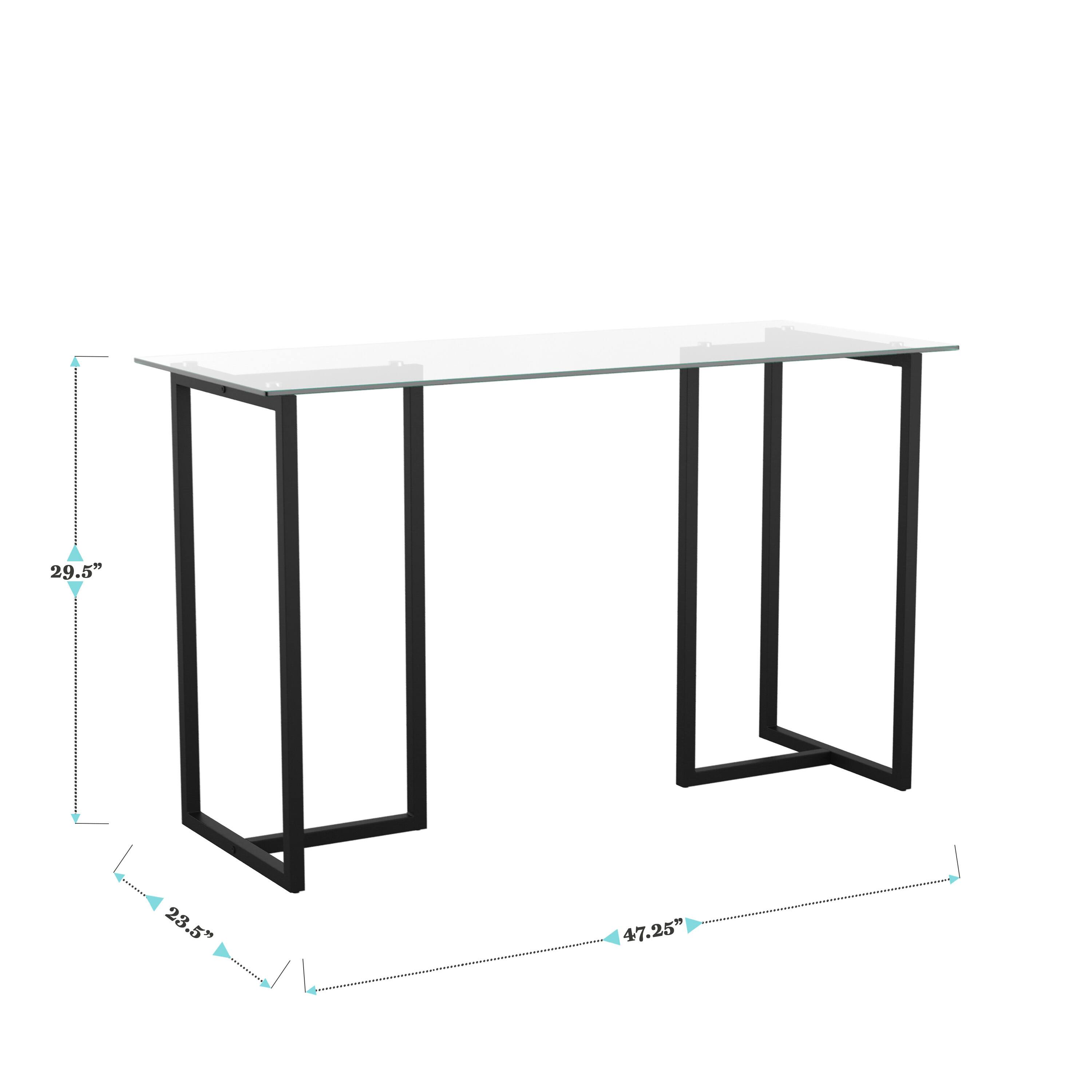 The text on the image reads: "29.5" 23.5" 47.25". This indicates the dimensions of the table, which are 29.5 inches in length, 23.5 inches in width, and 47.25 inches in height.