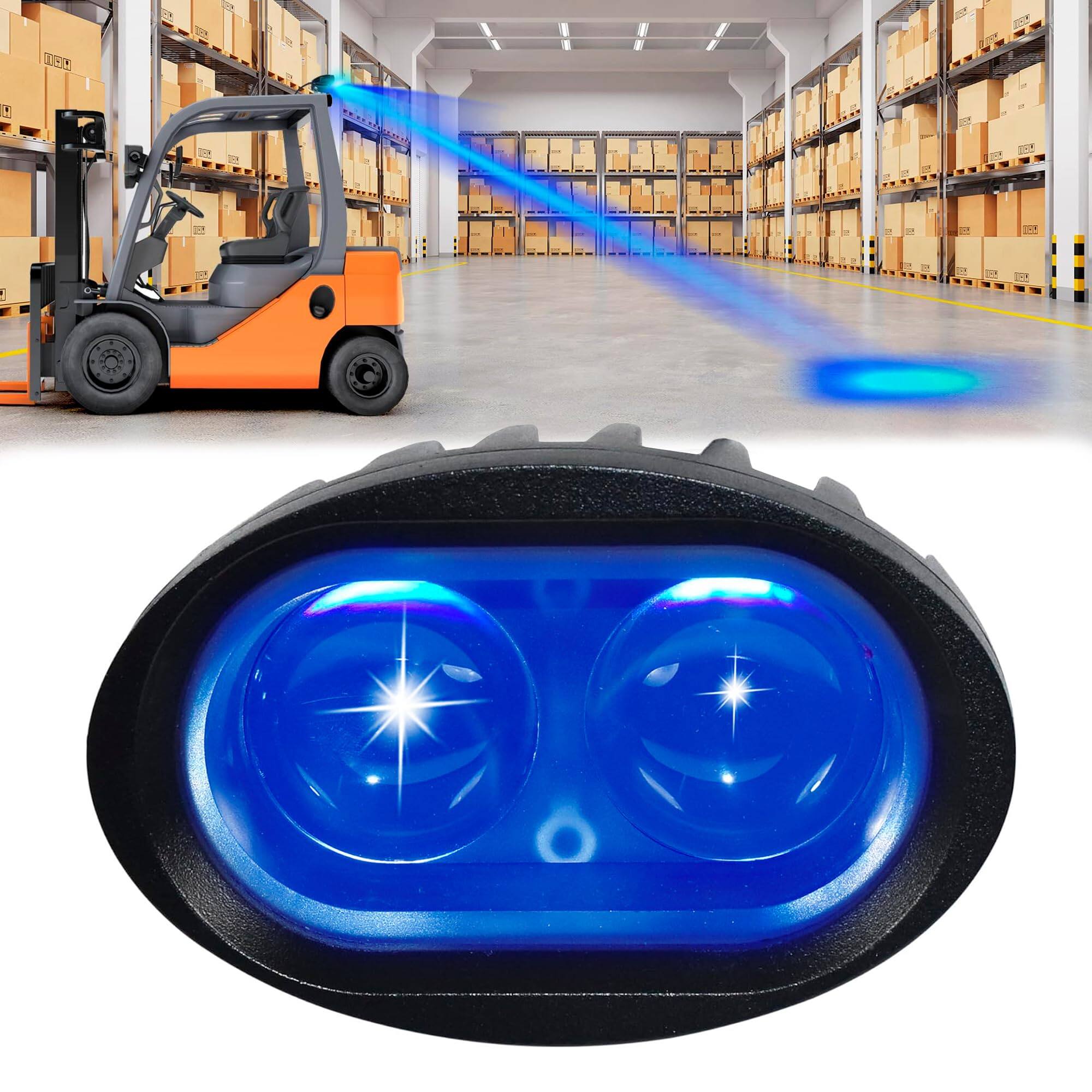 Alt View 1. HQRP - Blue Spot Forklift Safety Light - LED Pedestrian Warning Lamp, 10 V-80 V DC, IP67 Waterproof, EMC.