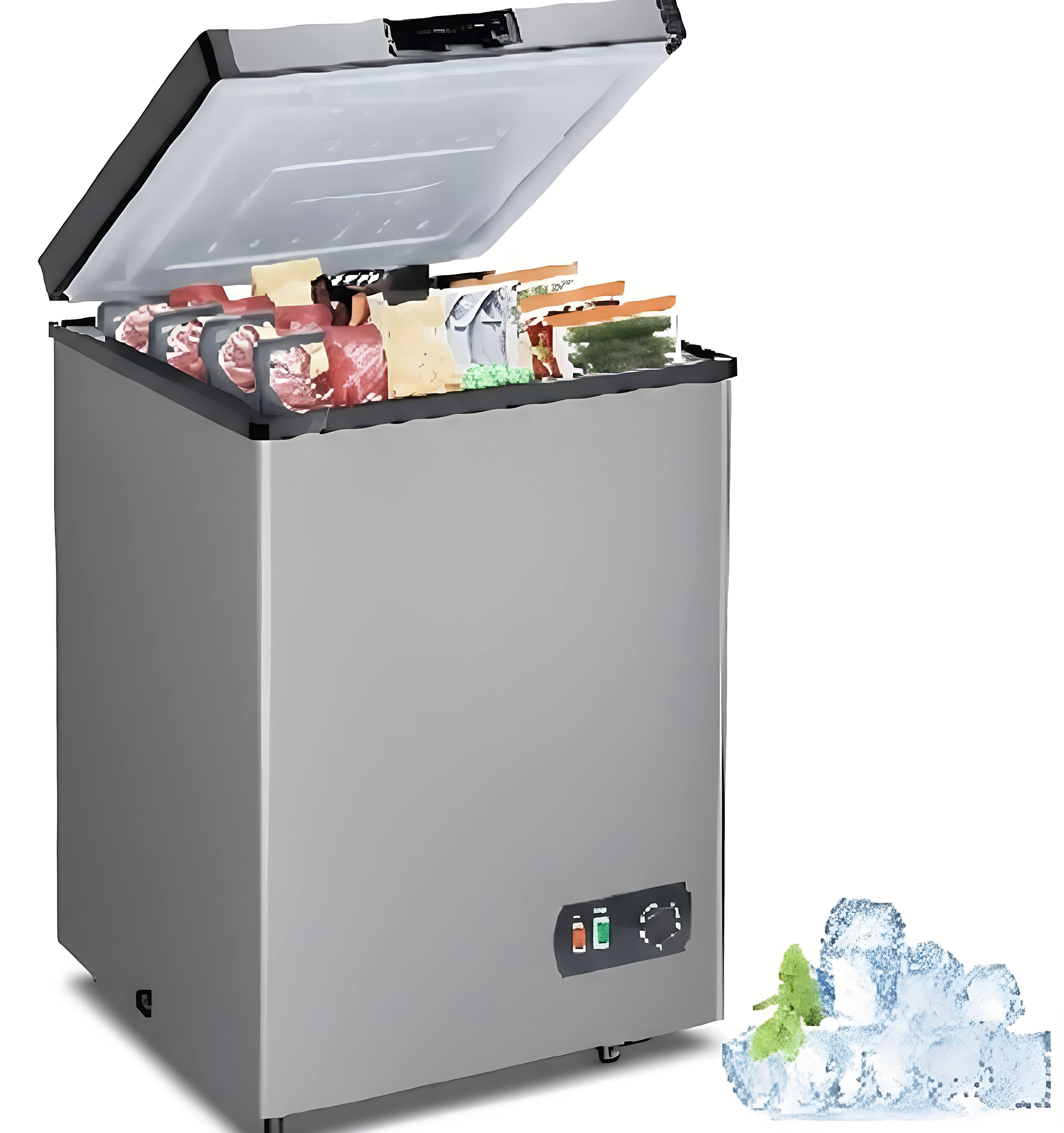 Front. COWLOWN - 3.5 Cu Ft Chest Freezer Compact Top Open with Removable Basket 7 Temperature Control Grey - Grey.