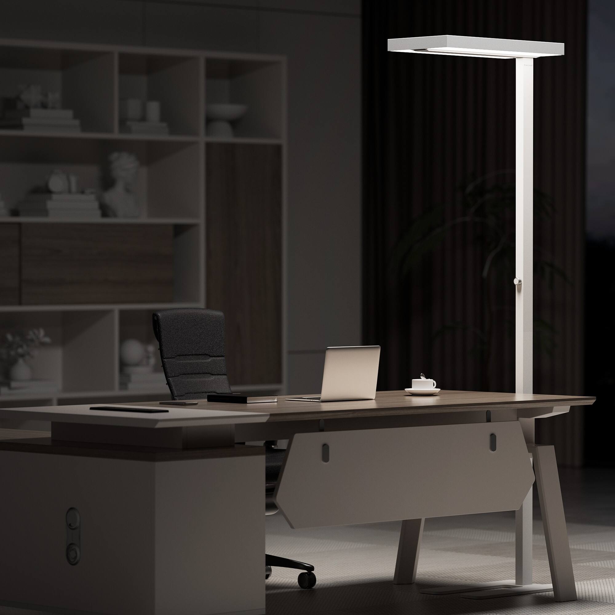 Left. Honeywell - Honeywell LED Reading Floor Lamp Modern - 02E Sunturalux Eye Caring Standing Light, 6000LM  Natural Daylight Dimmable - White.