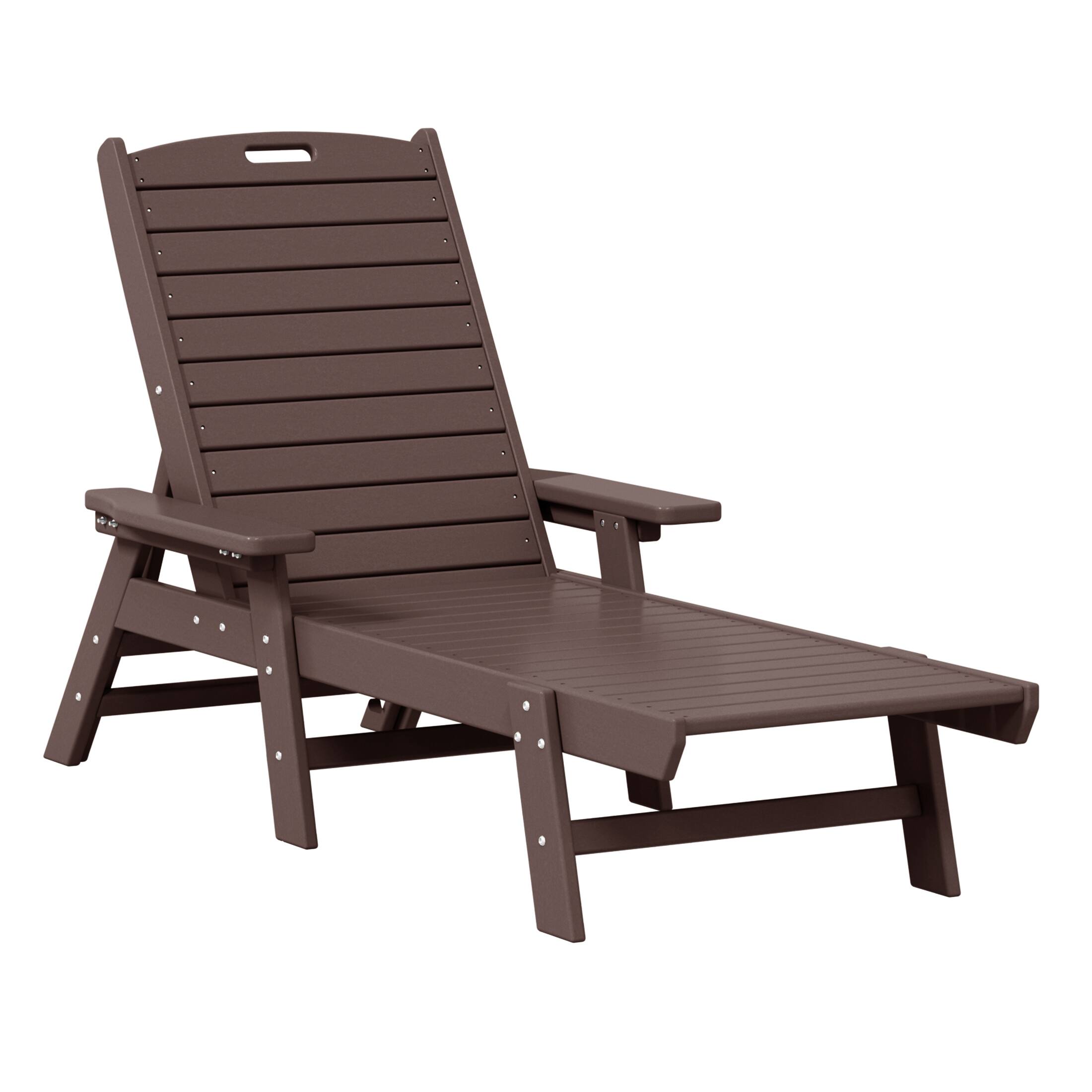 Left. WestinTrends - WestinTrends Malibu 3 piece Set Poly Adirondack Outdoor Chaise Lounges with Side Table - Dark Brown.