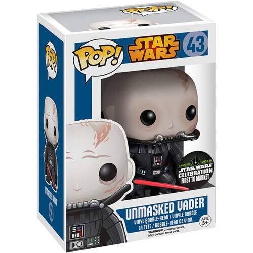 Alt View 11. Funko - Star Wars Unmasked Vader Pop! Vinyl Bobble Head Figure - Black.