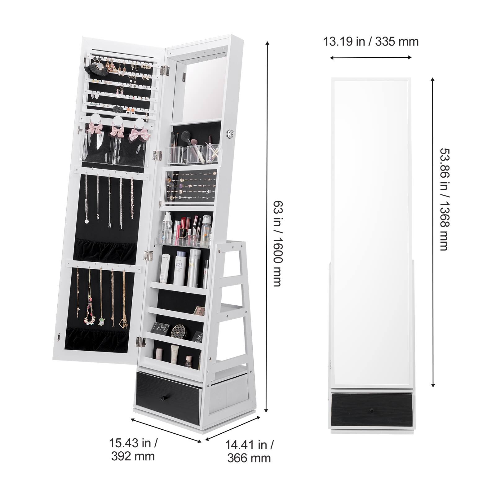 13.19 in / 335 mm  
63 in / 1600 mm  
53.86 in / 1368 mm  
15.43 in / 392 mm  
14.41 in / 366 mm