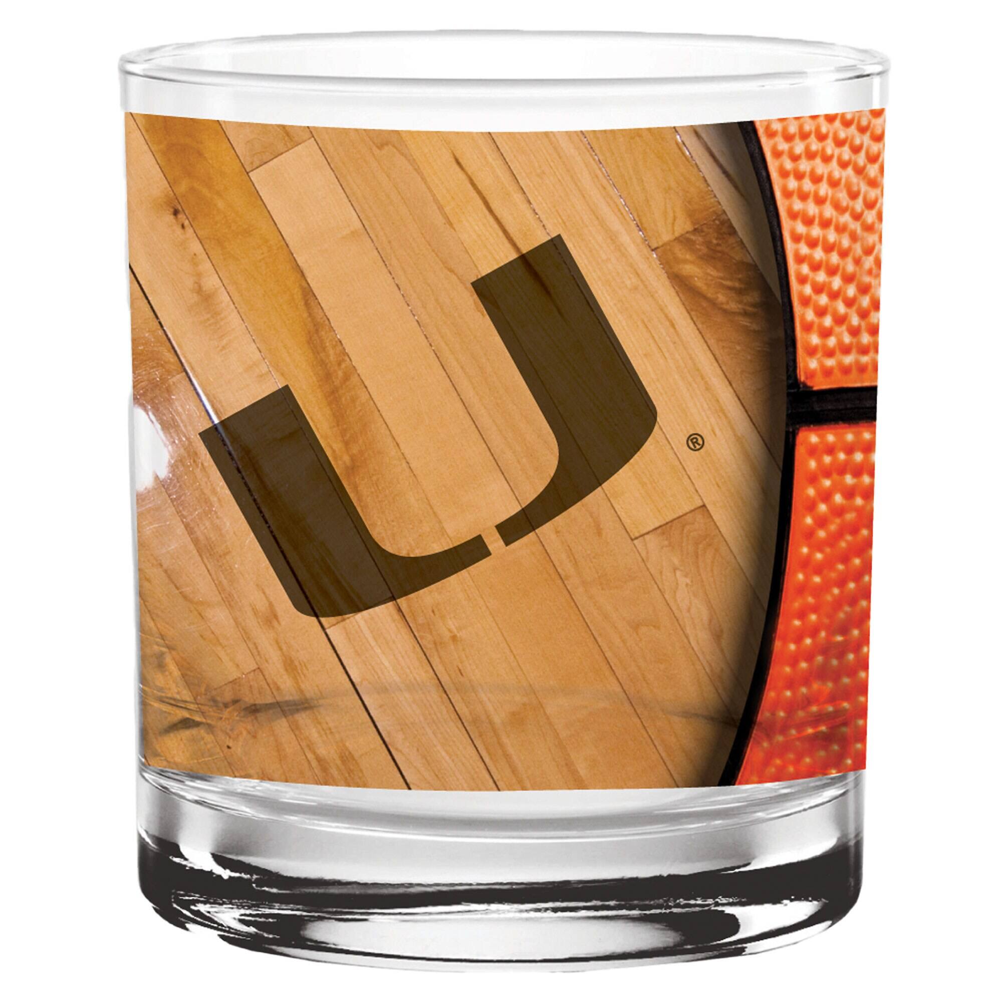 Alt View 1. Indigo Falls - Miami Hurricanes 14oz. Basketball Rocks Glass - Multicolor.