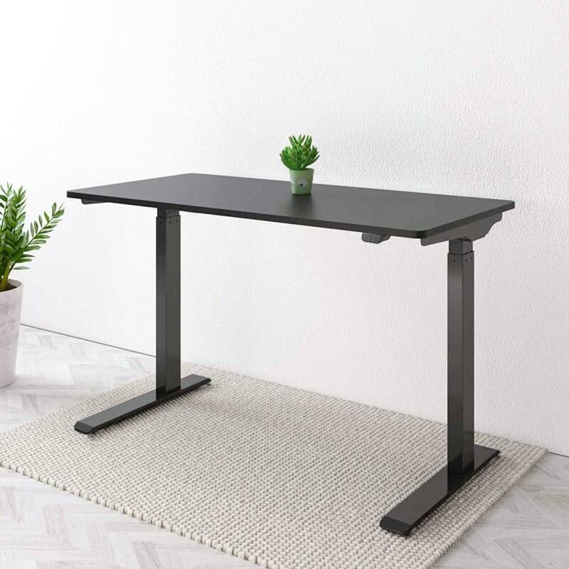 Front. FlexiSpot - FlexiSpot 48"W Electric Height Adjustable Standing Desk, with Basic Up & Down Control Button, Black - Black.