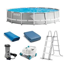 Intex - 26723EH 15ft x 42in Prism Frame Above Ground Swimming Pool Set with Filter - Gray