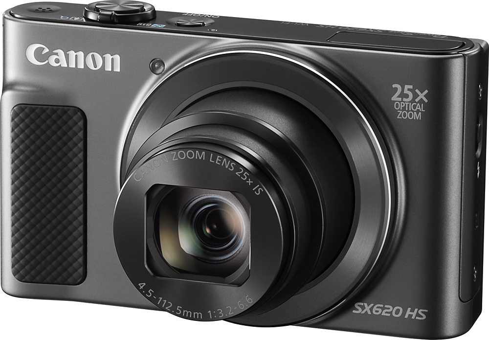 Left View: Canon - PowerShot SX620 HS 20.2-Megapixel Digital Camera - Black