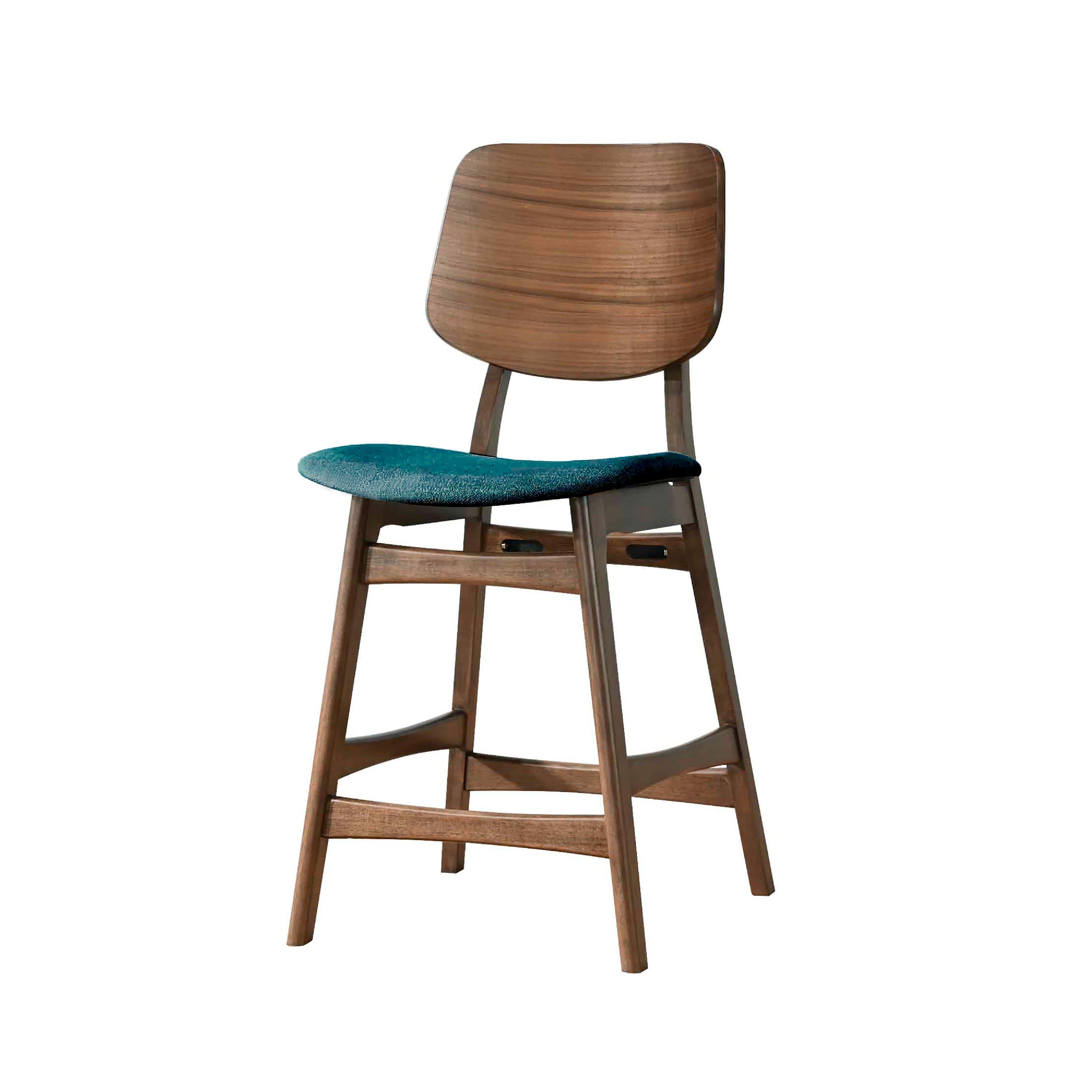 Manhattan Lane - Scar Counter Height Chair Set of 2, Teal Green Cushion, Walnut - Walnut Brown, Teal Green