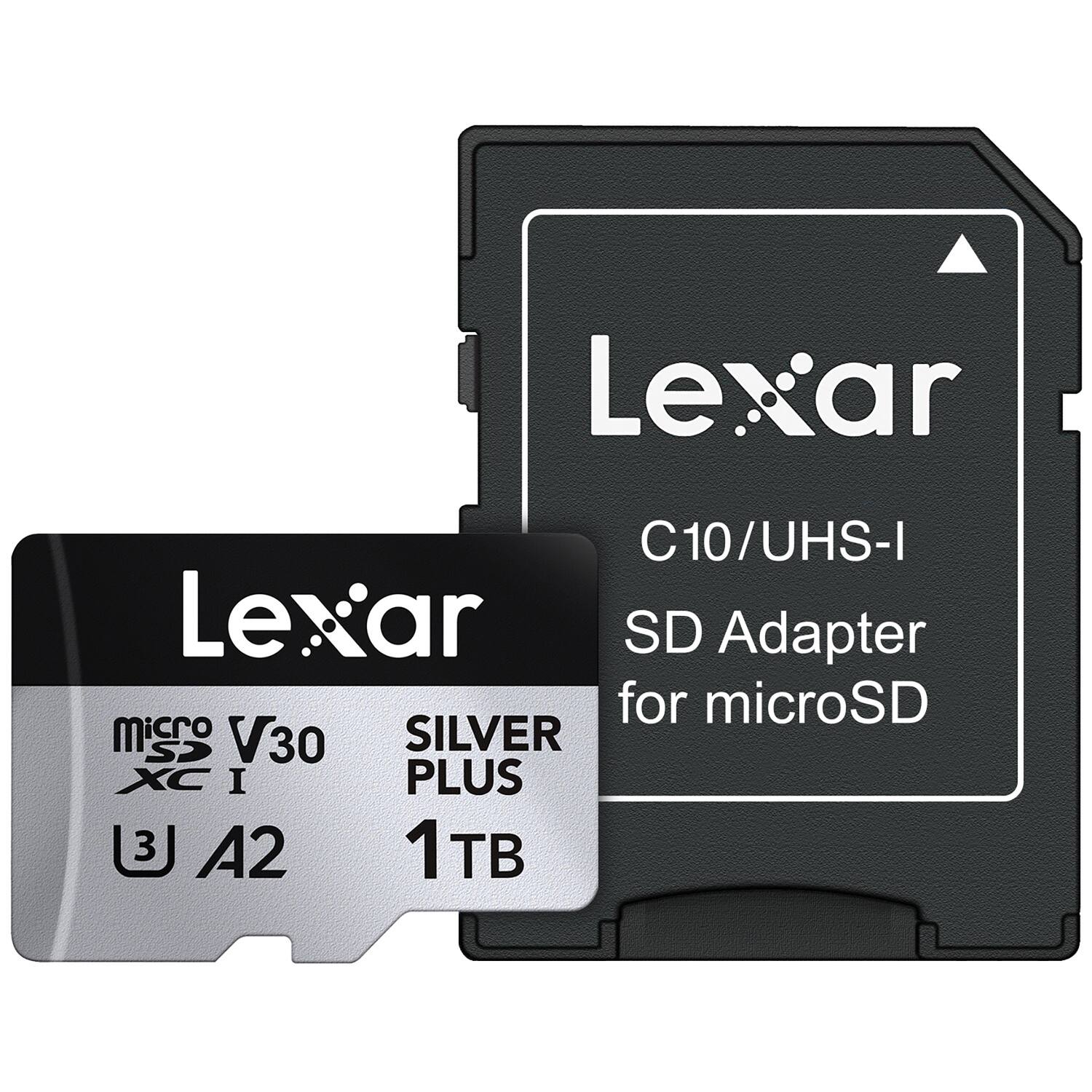 Lexar
C10/UHS-I
SD Adapter for microSD
Lexar
microSD
V30
XC I
A2
SILVER PLUS
1TB