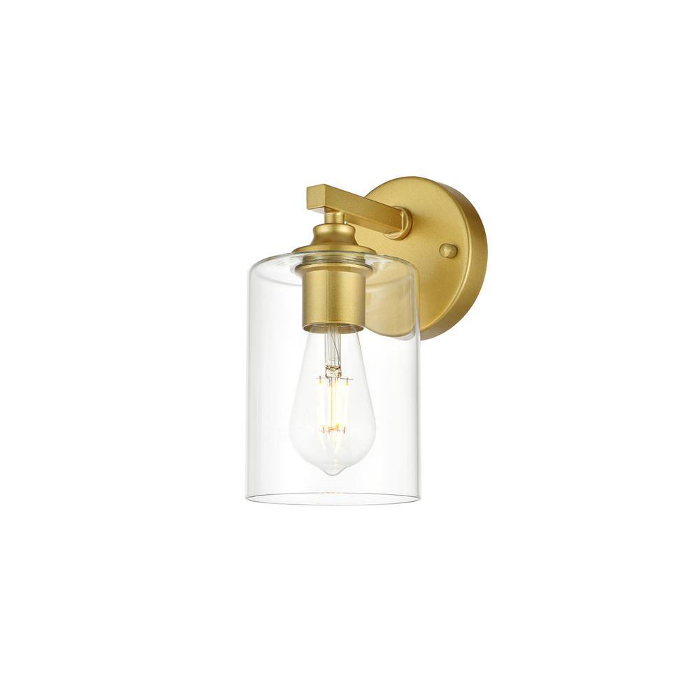 Alt View 1. Living District - Mayson 1 light Brass and Clear Bath Sconce - Brass And Clear.