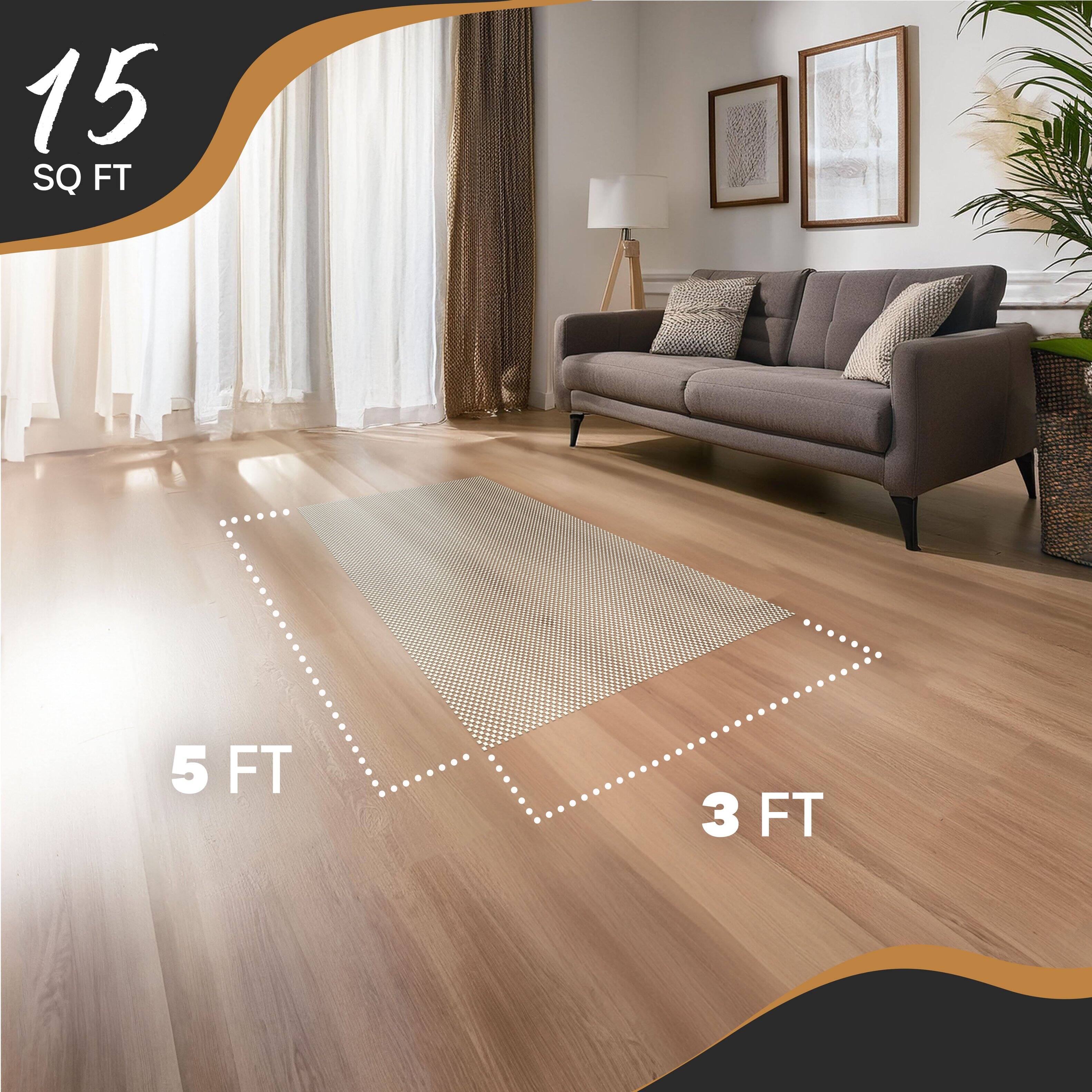 Back. Nevlers - 3 ft x 5 ft White Non Slip Rug Gripper Pad for Hard Surface Flooring - White.