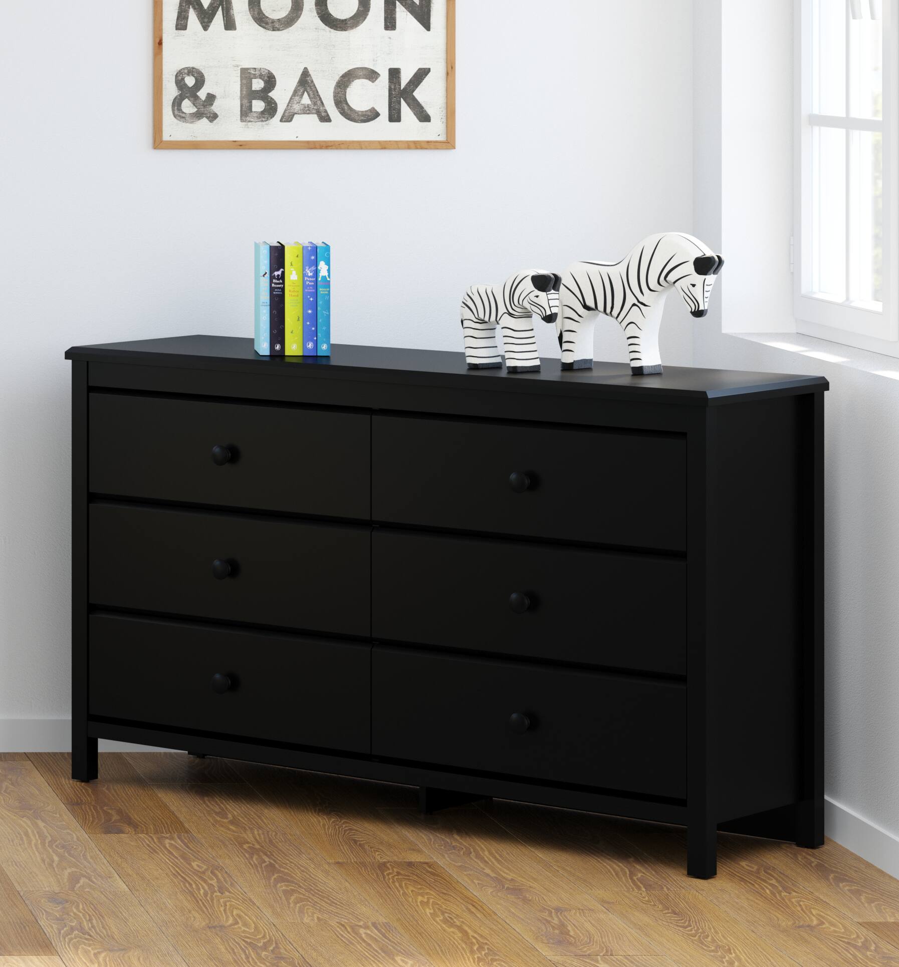 Angle. Storkcraft - Alpine 6-Drawer Double Dresser - Black.