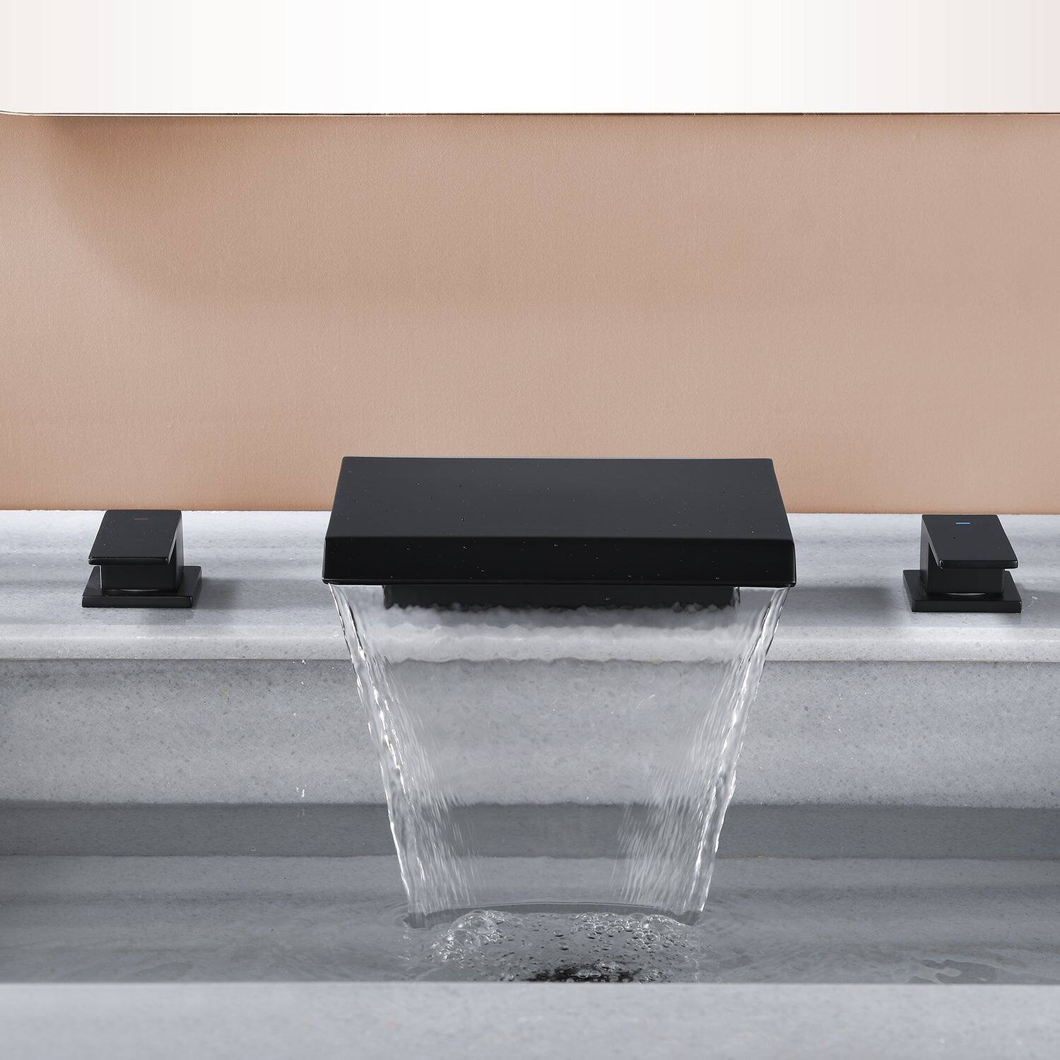 Alt View 4. Boyel Living - Black Faucet SUS304 Waterfall Spout cUPC Quick Connect Temporary Shelf - Matte Black.