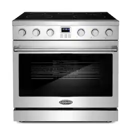 COSMO - COS-ERC365KBD 36 in. Haven Collection 6.0 cu. ft. Electric Ceramic Glass Range, 5 Burner Elements, Convection Oven - Stainless Steel