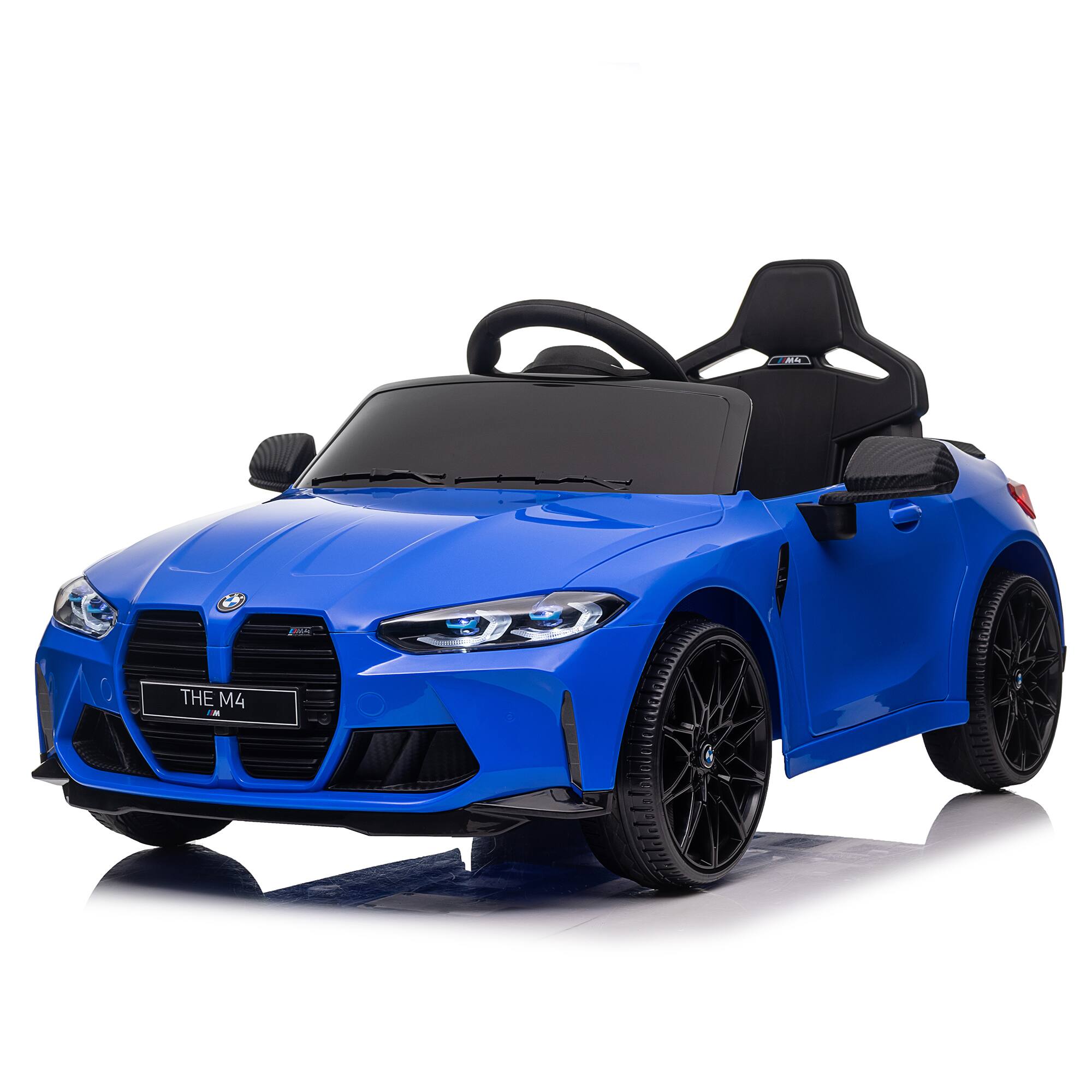 Front. ELEMENT ACE - Premium 12V Kids Ride-On Toy Car with Remote Control, Three Speed Settings, Music Player and LED Lights for Ages 2-5 - Blue.
