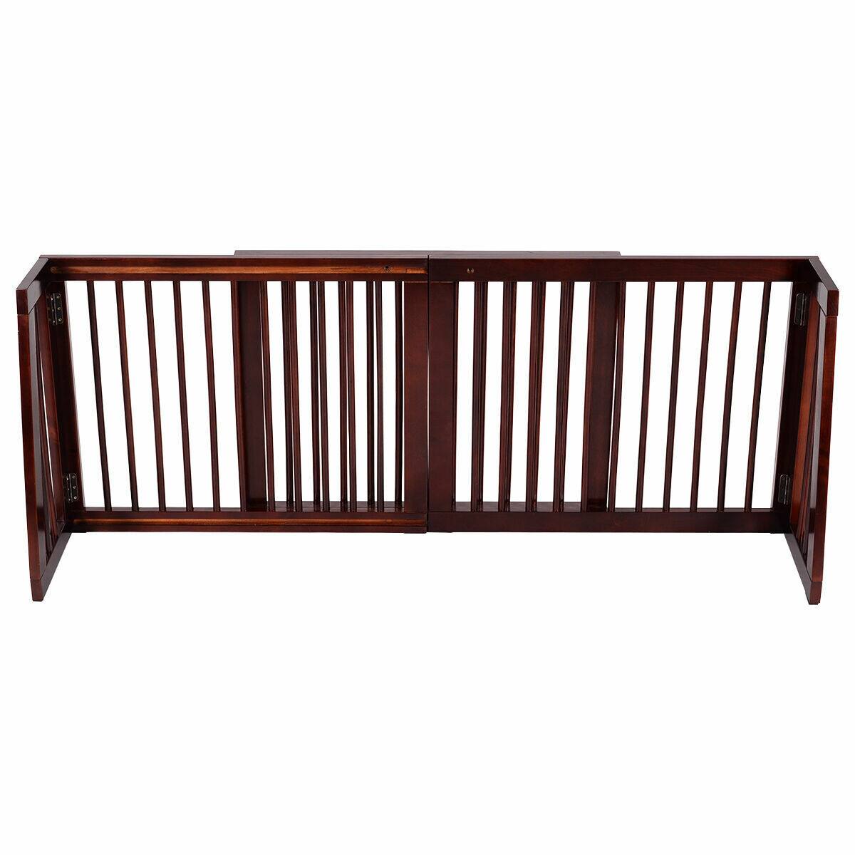 Alt View 3. Gymax - Gymax Folding Adjustable 3 Panel Wood Pet Dog Slide Gate Safety Fence.
