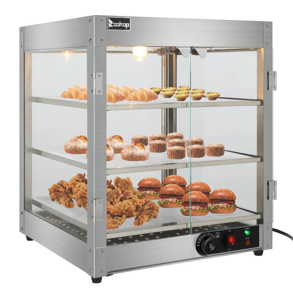 Winado - 3 Tiers 800W 110V Countertop Food Warmer Commercial Pastry Catering Display Case - Silver