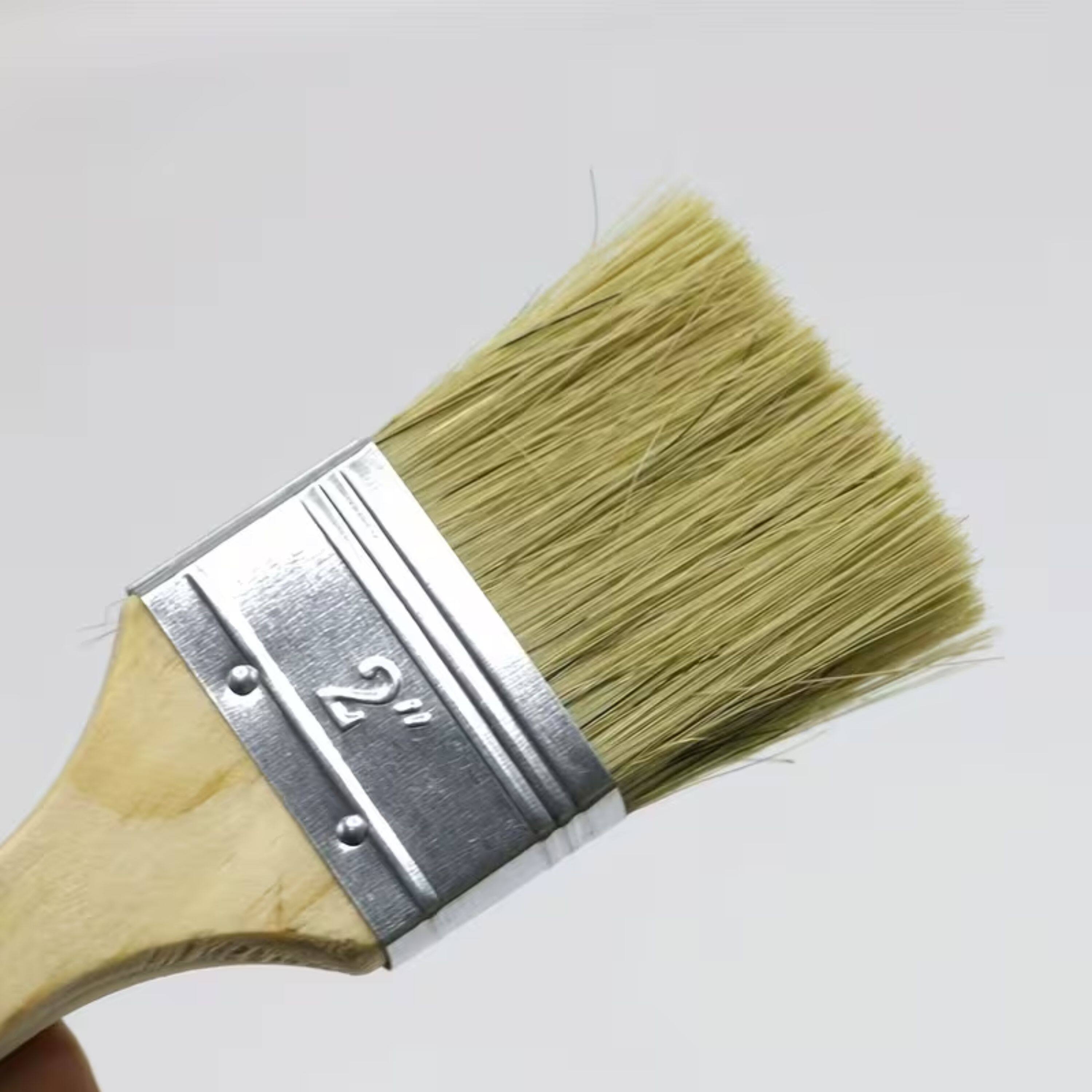 Back. Kitcheniva - 5 Pack Paint Brush with Wooden Handle - 2" Natural Bristles, 6.9" Overall Length.